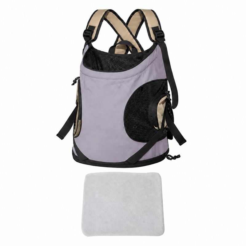 Lavender Front Pet Carrier And Gray Mat Set