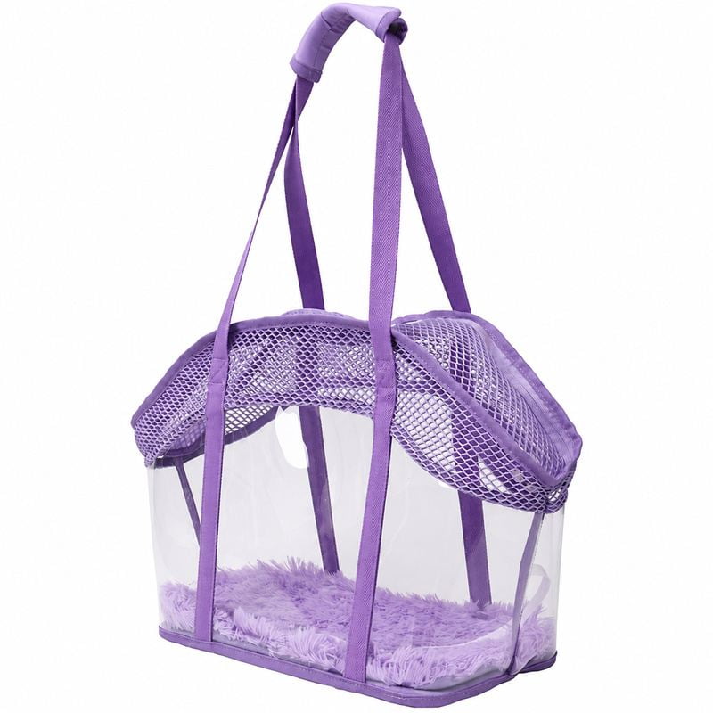 Purple Clear Mesh-Top Pet Carrier Tote