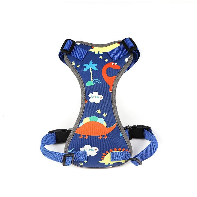 Blue Dinosaur-Print Dog Harness