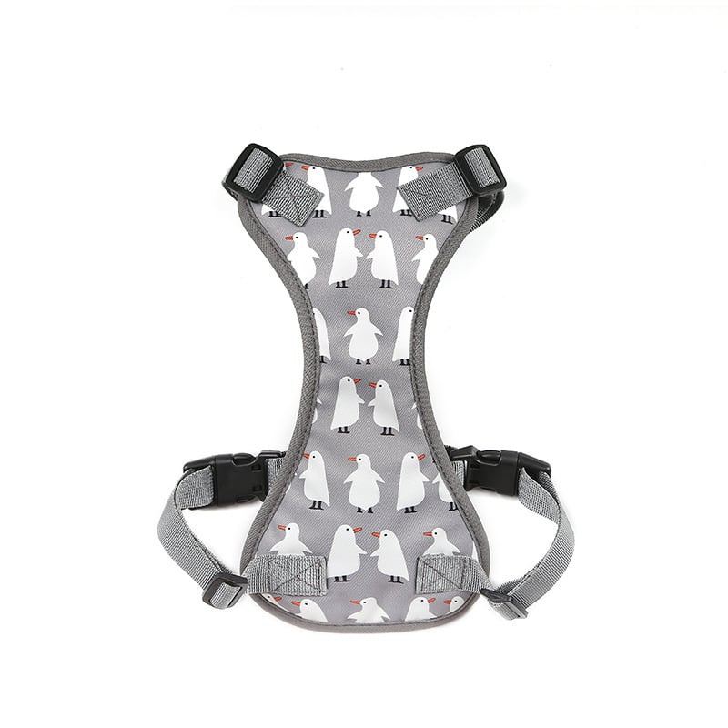 Gray Bird-Print Dog Harness