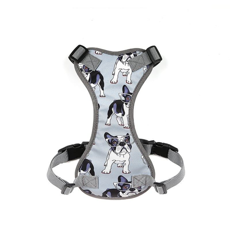Gray Bulldog-Print Dog Harness