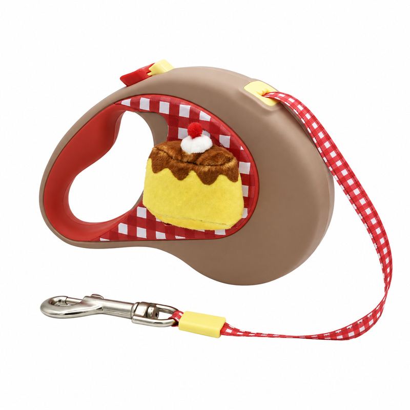 Brown Pudding Design Retractable Dog Leash