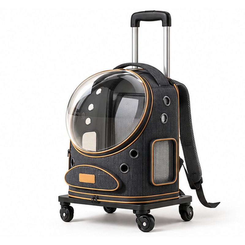 Black Expandable Bubble-Window Rolling Pet Carrier