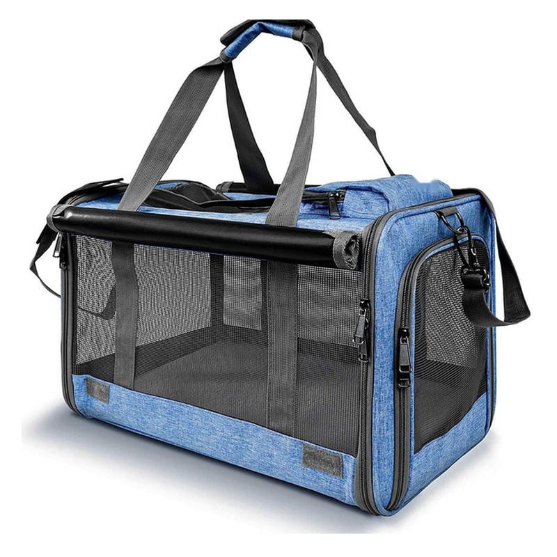 Blue Fold-Flat Soft-Sided Pet Carrier
