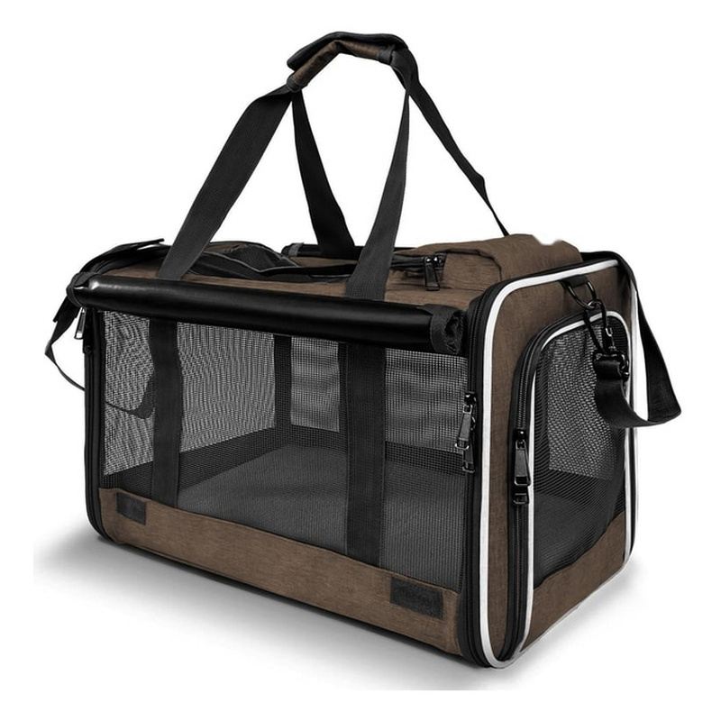 Brown Fold-Flat Soft-Sided Pet Carrier