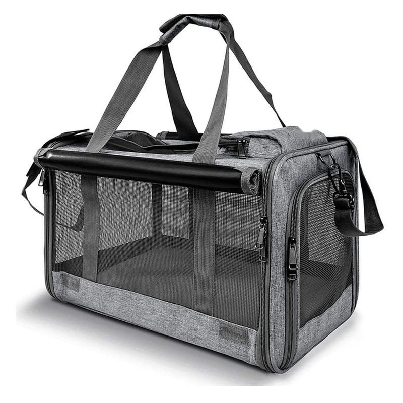 Gray Fold-Flat Soft-Sided Pet Carrier