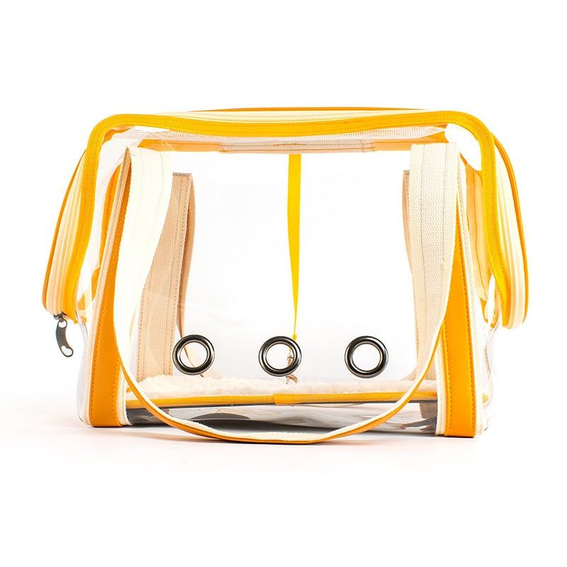 Yellow-Trim Transparent Pet Carrier Tote